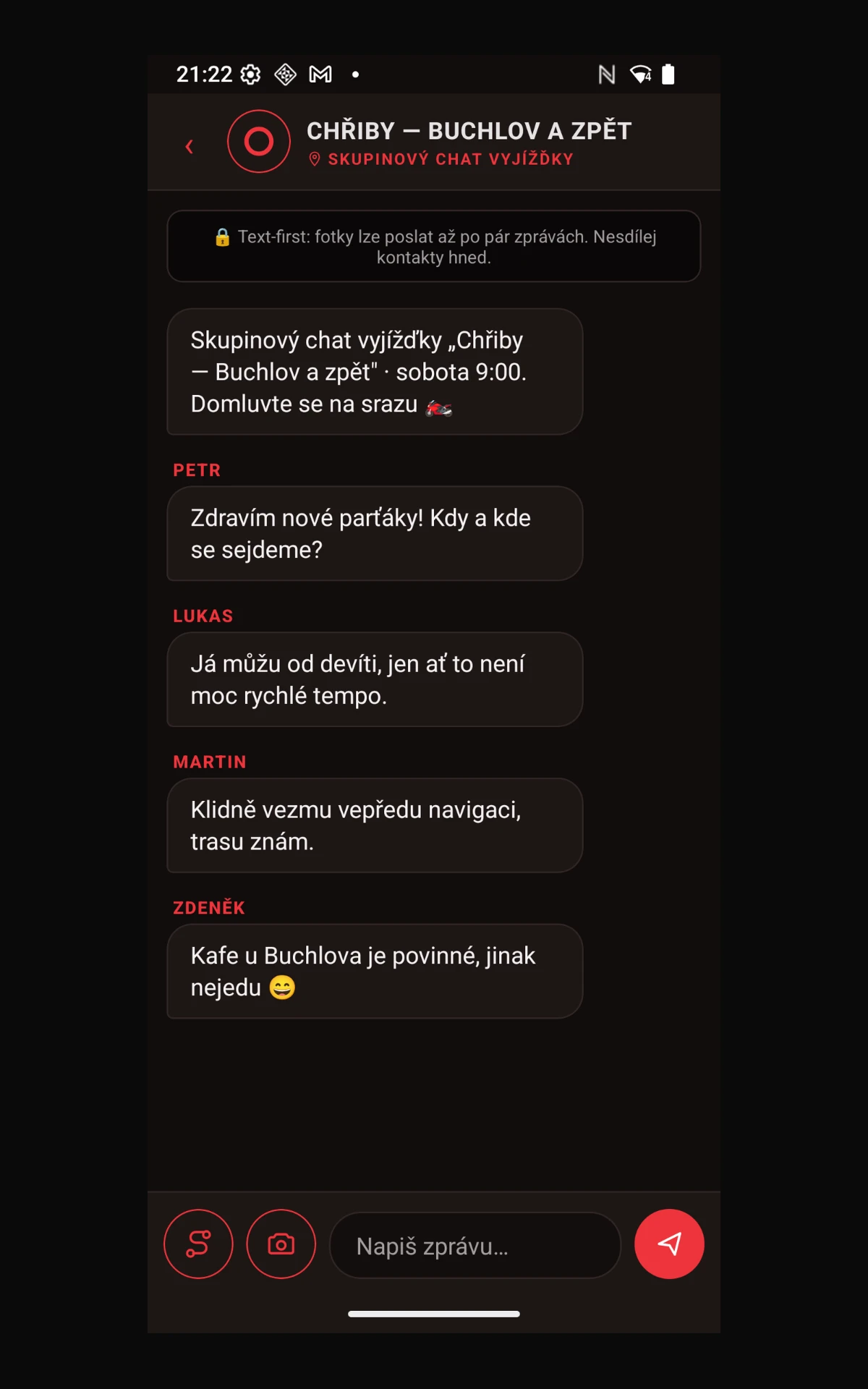 Group ride chat