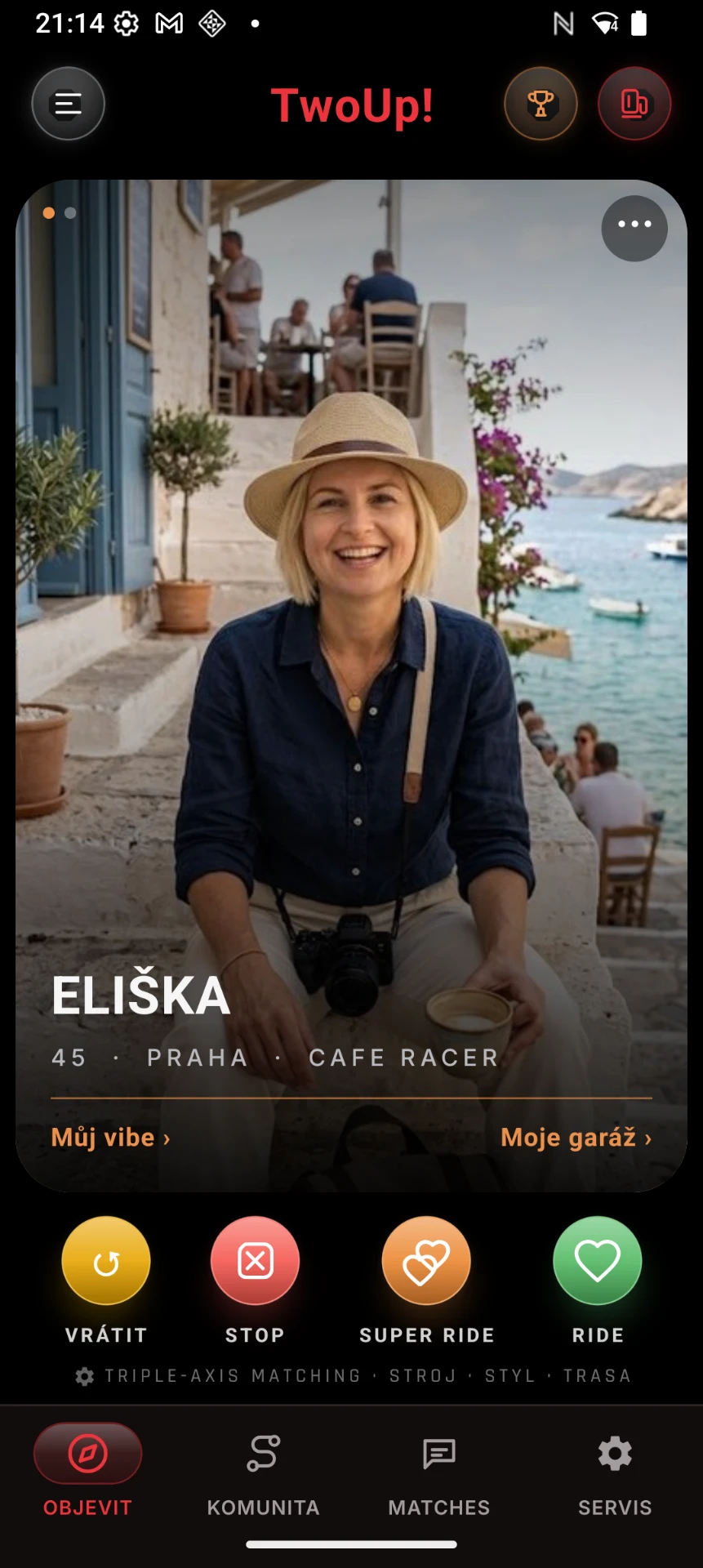 Profil jezdkyně Eliška, 45, Praha - cafe racer