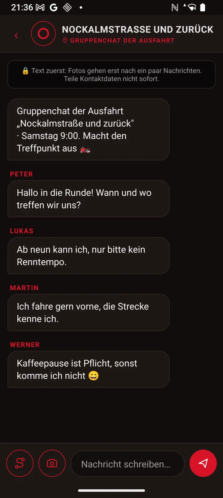 Gruppen-Ride-Chat