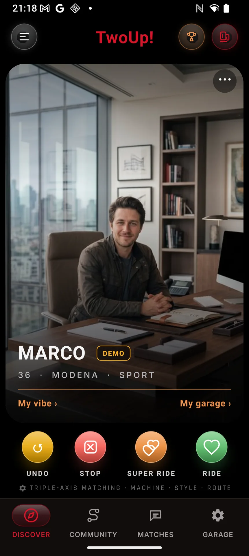 Rider profile Marco, 36, Modena - sport bike