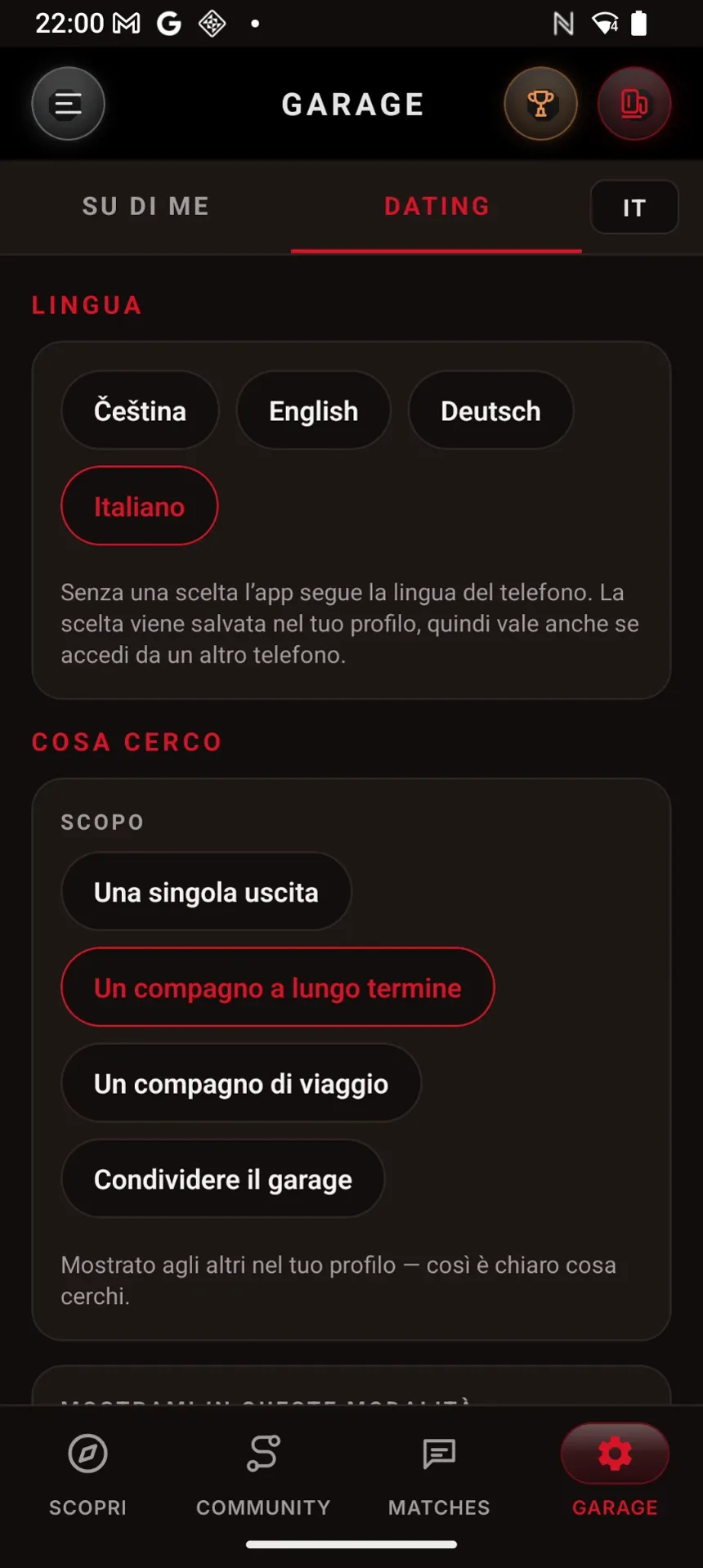 Preferenze di dating